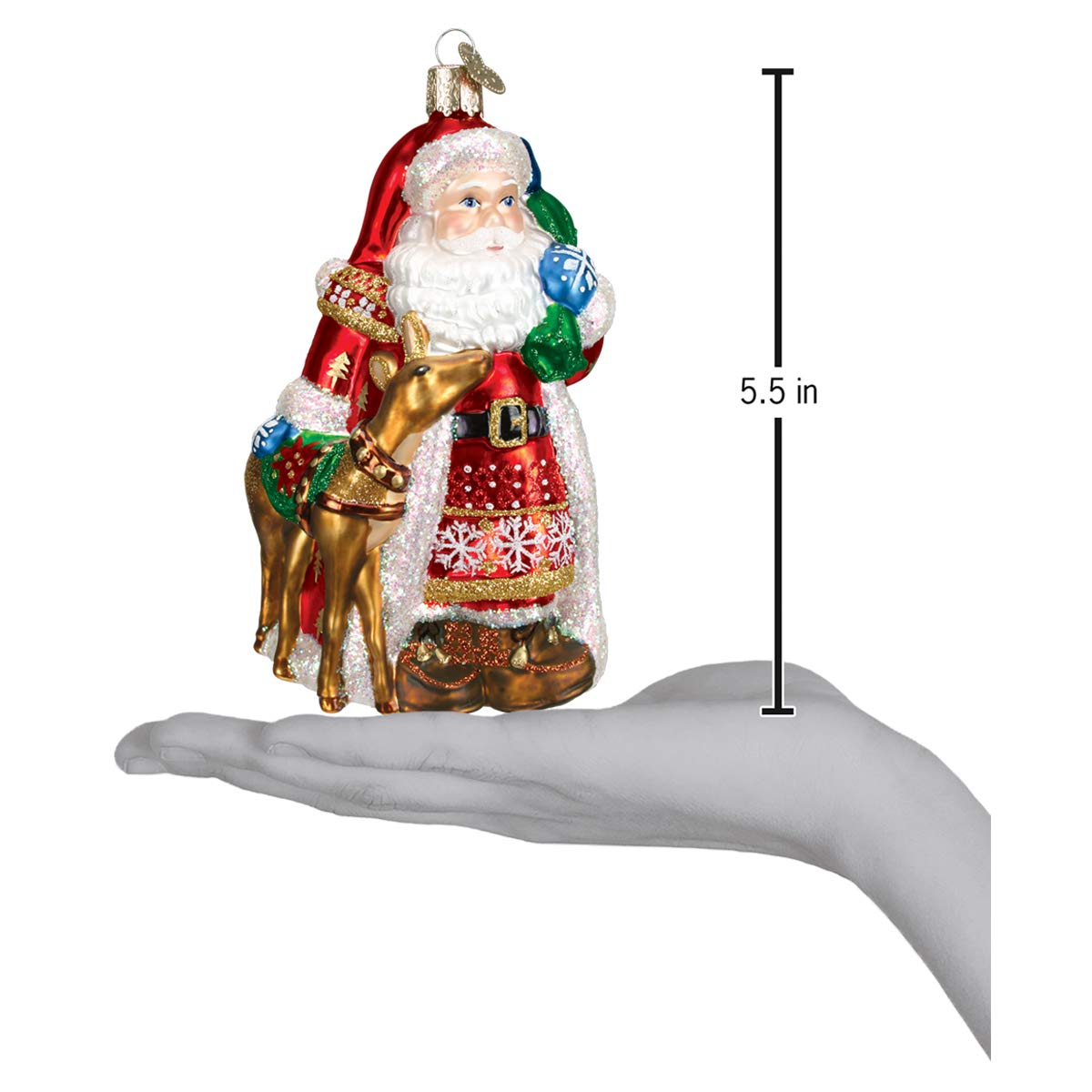Old World Christmas Ornaments: Assortment of Santas Glass Blown Ornaments for Christmas Tree, Nordic Santa 5.5 Inches