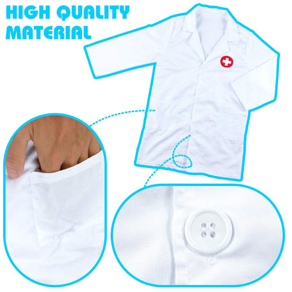 Doctors Set for Kids Role Play Toys Doctors Outfit Doctor Costume Kids Toys for 3 Year Old Girls Boys Lab Coat Kid Clothes Doctor Set Pretend Play Dressing Up 2 3 4 5 6 Year Old Girl Boy Gifts