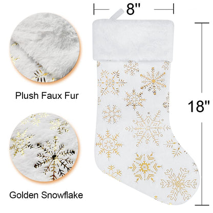AyximGs Christmas Stockings Large 18 inches 4 Pcs - Plush Faux Fur Xmas Stocking with Golden Snowflake, for Family Holiday Xmas Personalized Party Decorations