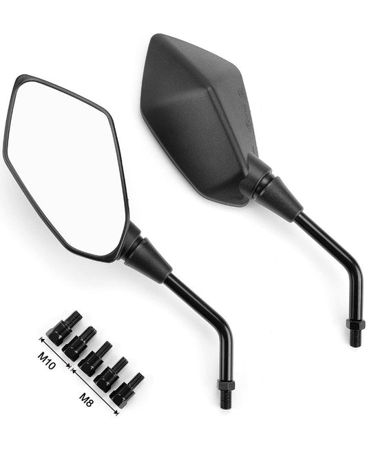 KEMIMOTO Universal Motorcycle Mirrors, Convex Handlebar Rear View Side Mirror with M8 M10 Bolt, Compatible with Bike, Scooter, ATV, UTV, Dirt Bike and More