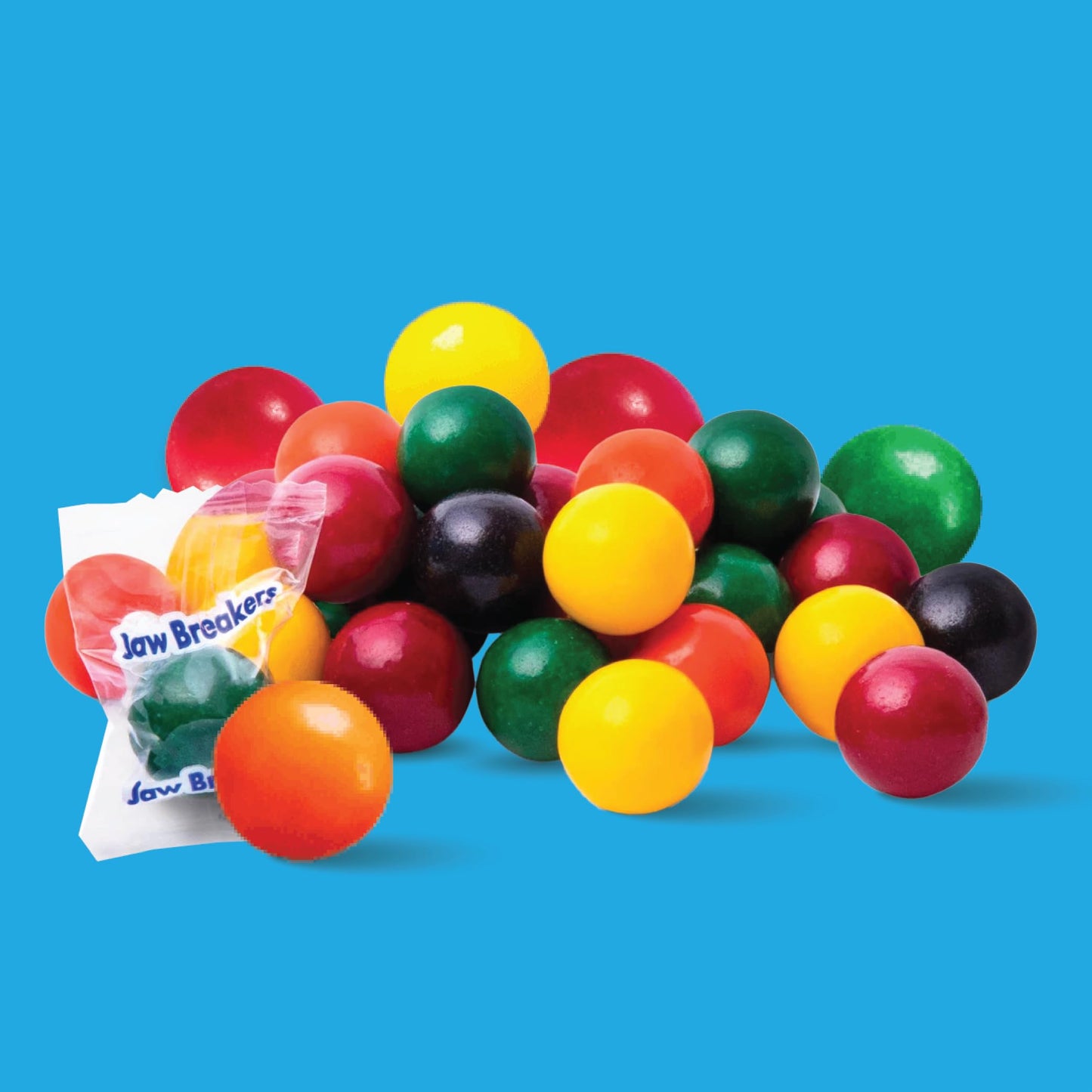 Jaw Breakers - 2 Pound Bulk Pack (About 170 Count) - Assorted Fruit Hard Candy - Individually Wrapped Halloween Candy - Lemon, Lime, Cherry, Orange, and Grape