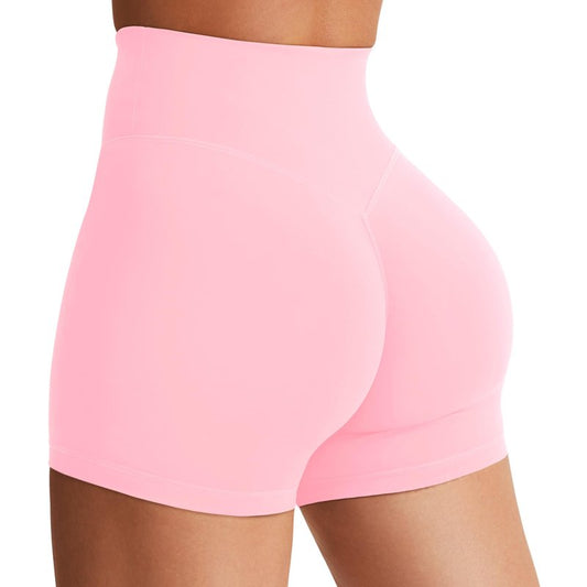 YEOREO Women's Biker Shorts 3.6“ / 4.5" / 6" Workout Gym Shorts High Waist Tummy Control Hidden Scrunch Running Yoga Bubblegum Pink