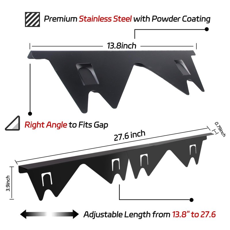 Stainless Steel Stove Gap Covers (2 Pack), Stove Gap Filler, Stove Counter Gap Guards for Kitchen, Range Trim Kit, Easy Clean with Heat Resistant, Adjustable Length 13.8” to 27.6”, Width 0.79"