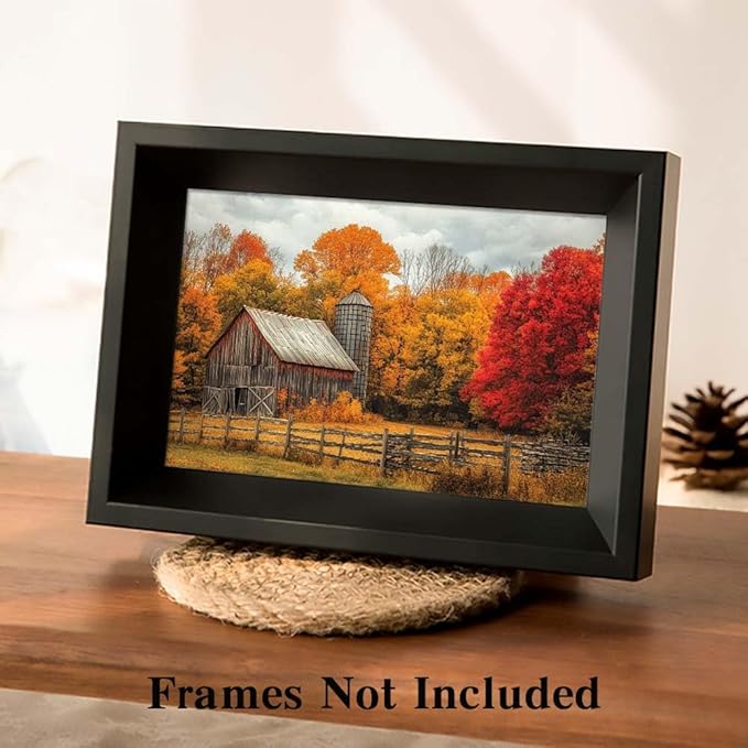 Yesad Yellow Barn Fall Canvas Wall Art, Autumn Fall Room Décor Country Landscape Prints Painting Posters Artwork Farmhouse Decor, Rustic Wall Décor for Living Room Bedroom (Unframed,36”x24”,Barn)