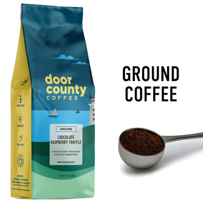 Door County Coffee Chocolate Raspberry Truffle Medium Roast Ground Coffee - 10oz Bag - 100% Specialty Arabica