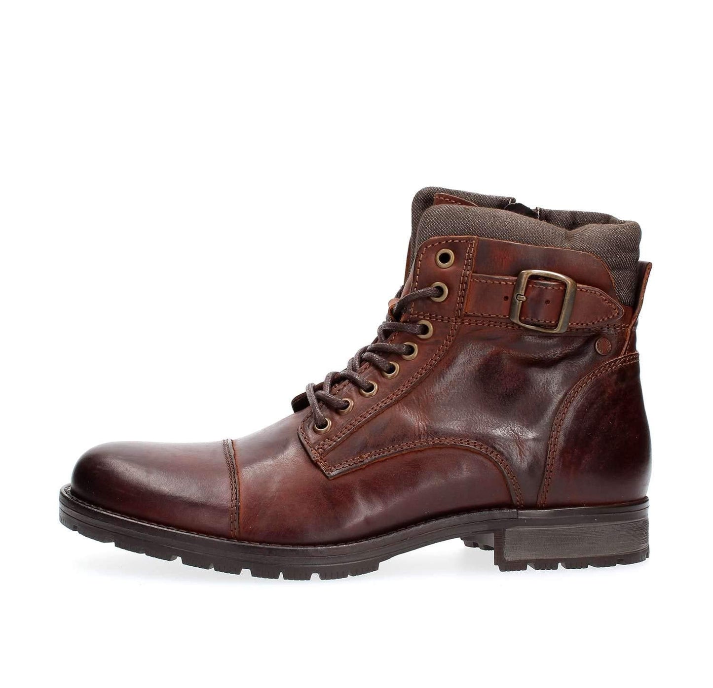 JACK & JONES Jfwalbany Leather Brown Stone Sts, Men’s Biker Boots, Brown, 9 UK (43 EU)