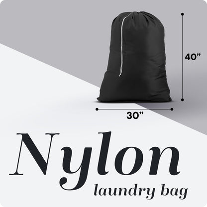 Handy Laundry Nylon XL - Large Capacity with Locking Drawstring, Machine Washable, Fits Laundry Baskets or Hampers, Holds 3 Loads of Clothes - Black (Pack of 2)