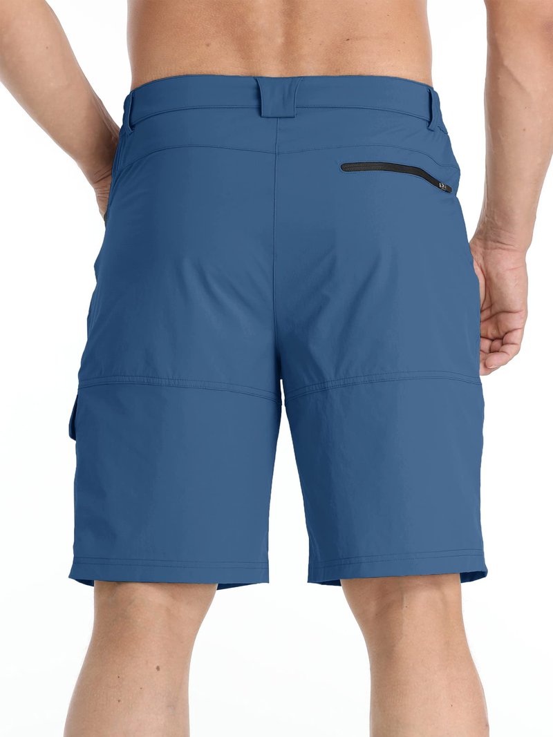 TACVASEN Mens Hiking Cargo Shorts Lightweight Quick Dry Summer Casual Dress Shorts with Zipper Pockets Golf Hiking Work Blue Grey 30