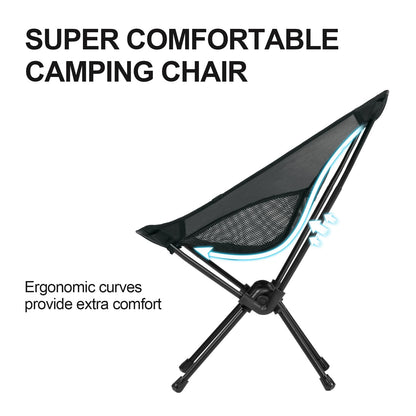 CAMEL CROWN Portable Camping Chair Lightweight Compact Folding Chair Mesh for Outdoor Camp Travel Beach Picnic Festival Hiking Backpacking Black