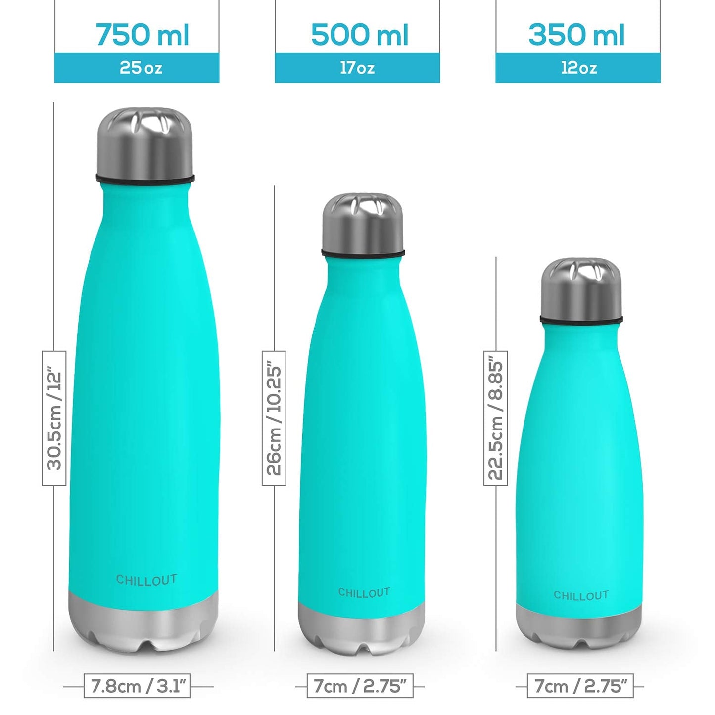 CHILLOUT LIFE Stainless Steel Water Bottle for Kids School: 12 oz Double Wall Insulated Cola Bottle Shape for Cold and Warm Drinks, BPA Free Metal Sports Bottle for Boys, Girls & Women