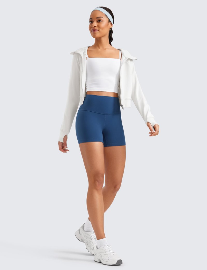 CRZ YOGA Butterluxe Biker Shorts 4'' - High Waisted Booty Workout Volleyball Yoga Womens Spandex French Navy Large