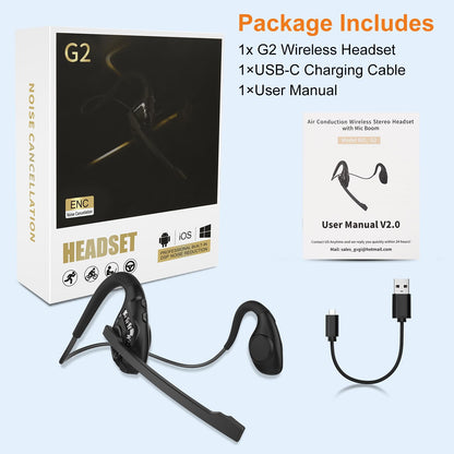 Golvery Latest Bluetooth 5.3 Headset w/Noise Canceling Boom Mic, Wireless Headset for Phone PC Computer Latop, Lightweight and Comfortable Headphone for Office Meeting Home Working Calling, 10H