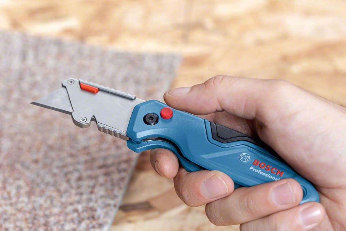 Bosch Professional Universal Folding Knife with Blade Compartment in Metal Handle (incl. Two Replacement Blades, Blister Packaging) – Amazon Exclusive