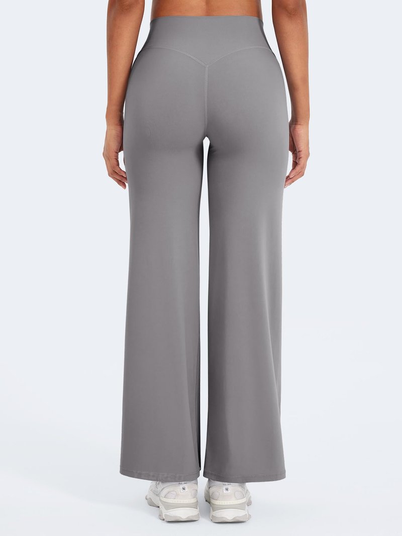 YEOREO Workout Leggings Womens No Front Seam Straight Leggings 29" High Waist Buttery Eddiy Gym Yoga Pants Gray XL