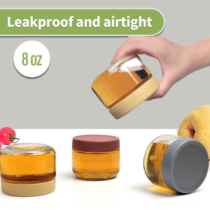 EONJOE 8oz Glass Jars with Lids 1 Cup Small Food Containers for Chia Pudding Jam Snack Yogurt Overnight Oats Candy,6-Pack