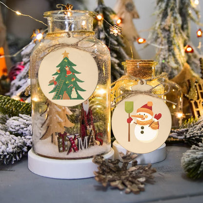 OurWarm 50pcs DIY Christmas Wooden Ornaments Unfinished, 4" Large Natural Wood Slices Predrilled with Hole Wooden Circles for Crafts Christmas Ornaments Decorations