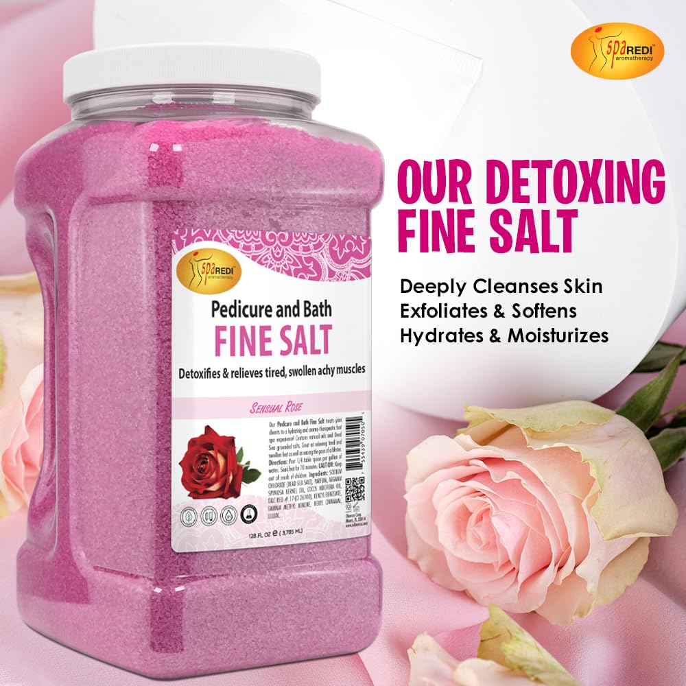 SPA REDI - Detox Foot Soak Pedicure and Bath Fine Salt, Lavender and Wildflower, 128 Oz - Made with Dead Sea Salts, Argan Oil, Coconut Oil, and Essential Oil, Hydrates, Softens and Moisturizes