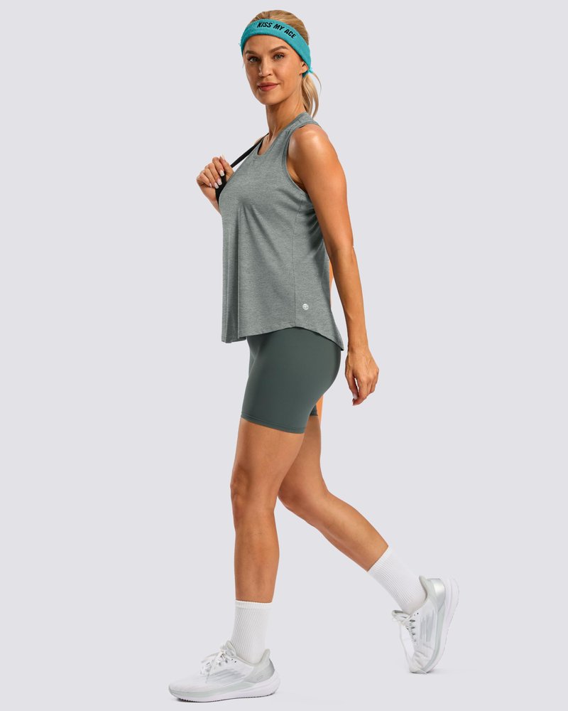 G Gradual Women's Workout Tank Tops Racerback Athletic Yoga Tops Loose Fit Sleeveless Running Gym Sports Shirts for Women(Sage Grey Heather,XXL)