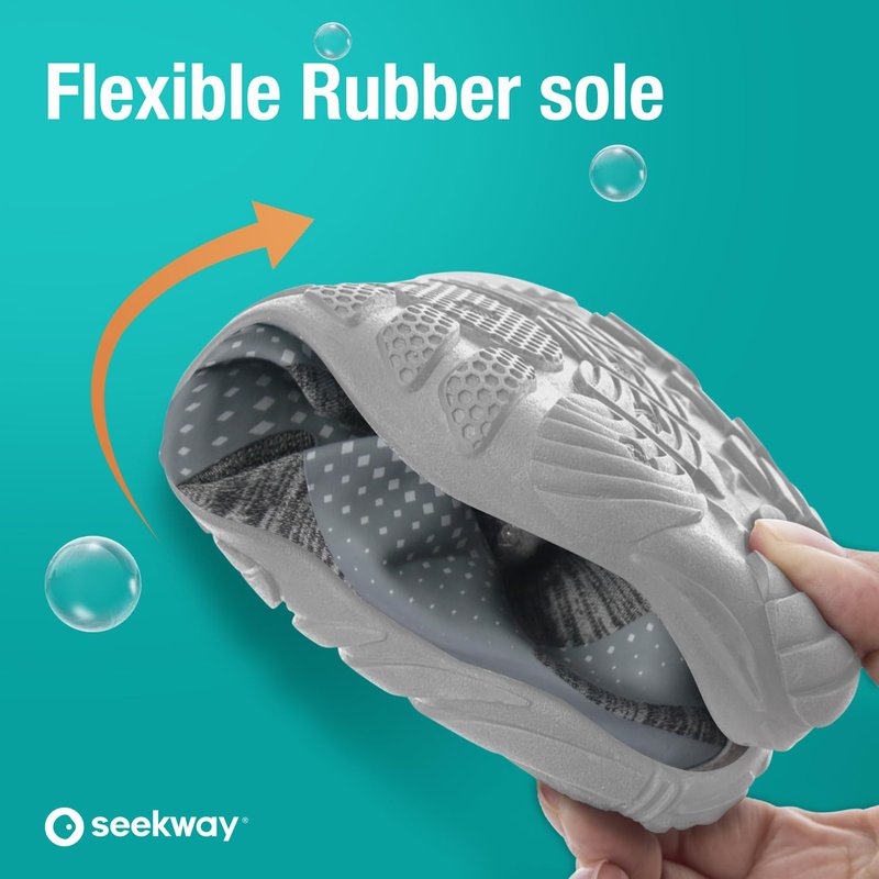 SEEKWAY Water Shoes Quick-Dry Barefoot Sports Aqua Beach Pool Swimming River Lake Hiking Kayaking Surfing Men Women AB056 Gray White SP001