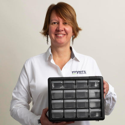 Akro-Mils 16-Drawer Plastic Drawer Storage Cabinet for Garage Organization, Beads, Makeup Organizer, Building Bricks Storage, Teacher Toolbox, 10-1/2-Inch W x 6-1/2-Inch D x 8-1/2-Inch H, 10116 Black