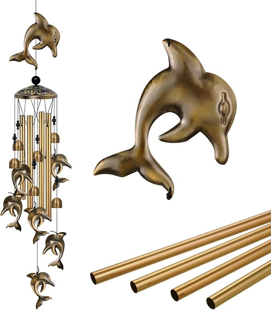 Dolphin Wind Chimes Decor, Mobile Blessing Wind Bells Decorate, Sympathy Wind Catcher, Memorial Gifts for Mom, Grandma, Woman (Housewarming/Outside/Indoor/Home/Room/Porch/Yard/Garden Decoration)