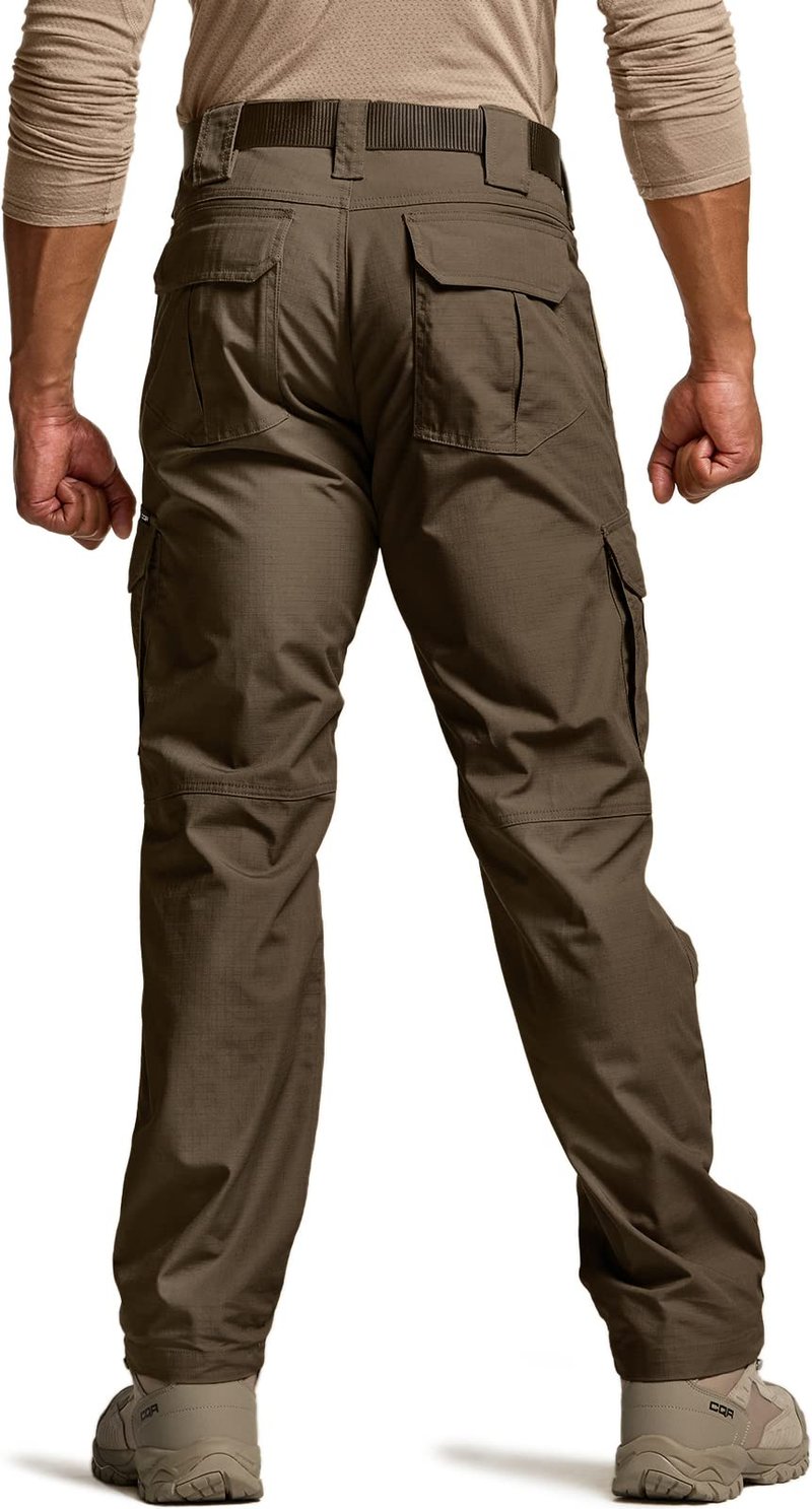 CQR Men's Tactical Pants, Water Resistant Ripstop Cargo Pants, Lightweight EDC Work Hiking Pants, Outdoor Apparel, Duratex Mag Pocket Tundra, 30W x 32L