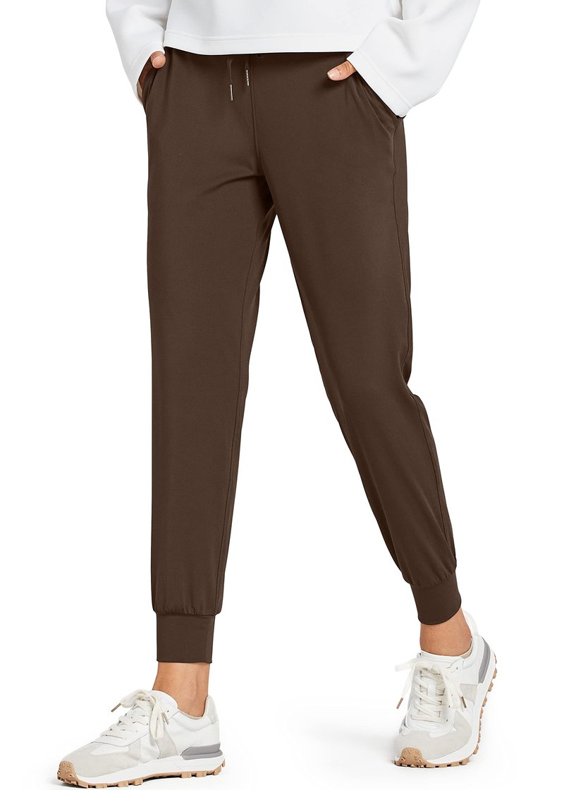 Libin Women's Joggers Pants Athletic Dance Sweatpants with Pockets Running Tapered Casual Pants for Workout,Lounge, Brown XL