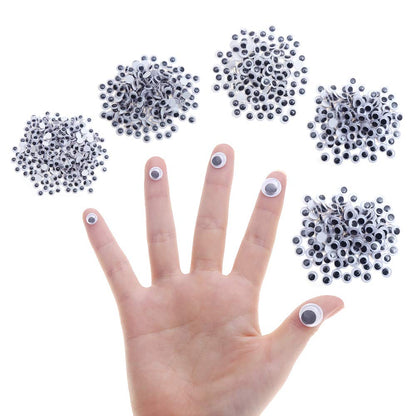 DECORA 1000pcs Round Plastic Black Googly Wiggle Eyes Self-Adhesive Wide Variety Assorted Sizes