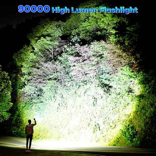 Rechargeable Flashlights 90,000 High Lumens - 2 Pack, Super Bright Flash Light with 7 Lighting Modes, 24H Long Life Powerful Flashlight with Side Light, IPX7 Waterproof Flashlight for Camping Home