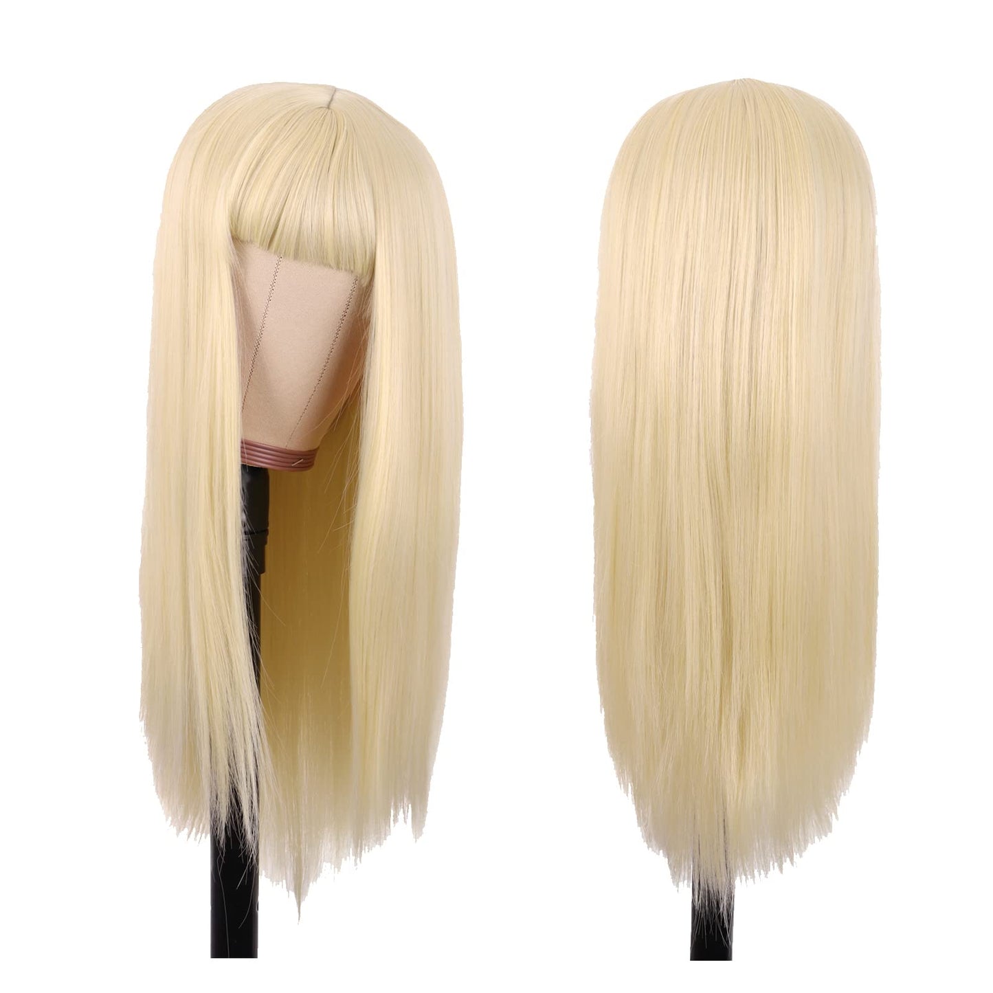 MapofBeauty 24 Inch/60 cm Long Straight Synthetic Hair Heat Resistant Party Cosplay Wig (Mixed Blonde)