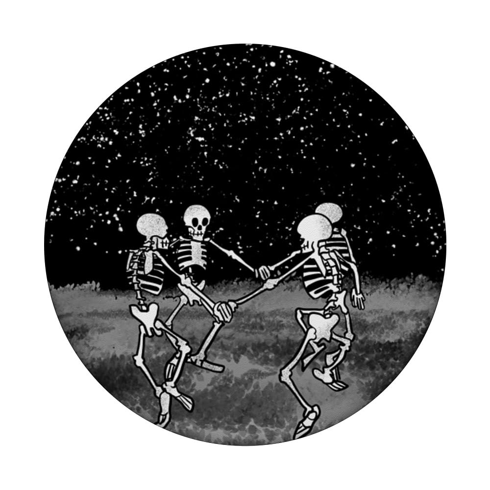 Skeletons Dancing Night Sky Cool Goth Aesthetic Halloween PopSockets Swappable PopGrip