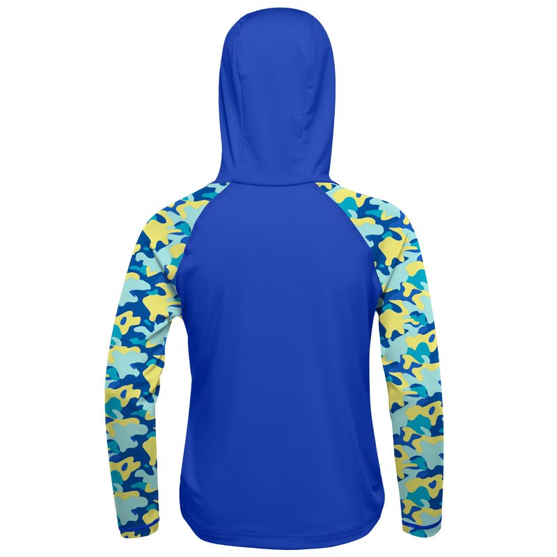 DRONIRING Boys Rash Guard Swim Hoodie, UPF 50+ UV Sun Protection Long Sleeve Fishing Shirt, Kids Youth SPF Water Shirts Cobalt Blue