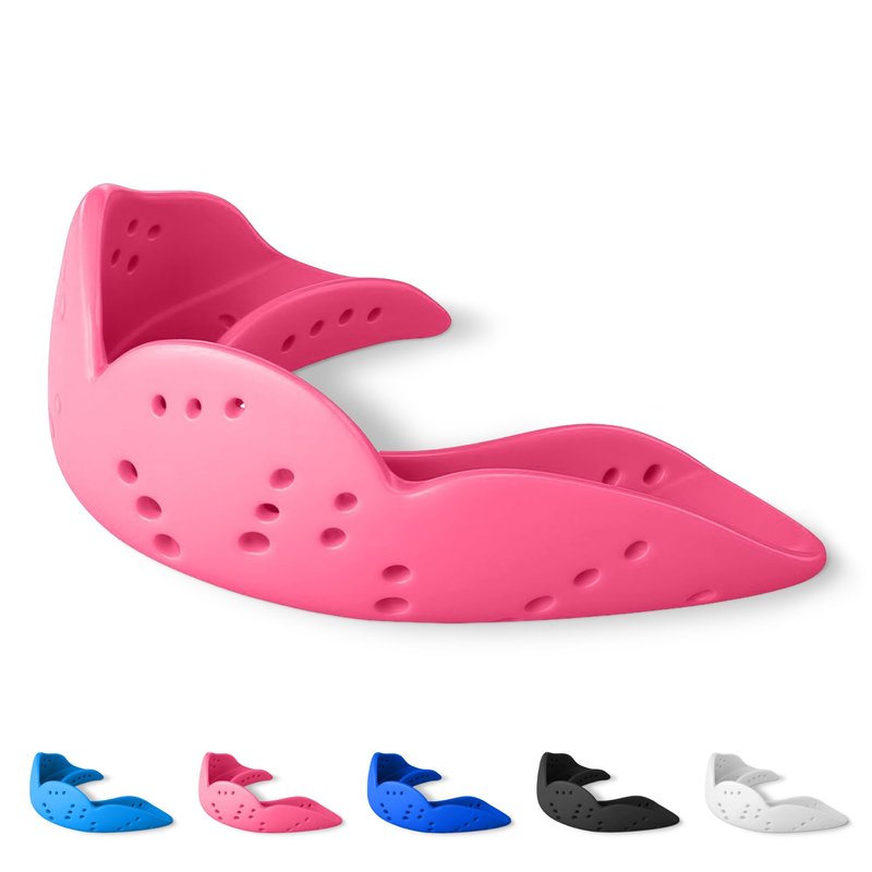 SISU Aero Small Mouthguard, Hot Pink - 30% Stronger Protection for Lacrosse, Football, Hockey, Roller Derby, Team Sports - Remoldable Up to 20 Times - Ultra Slim - Non Toxic