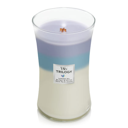 WoodWick Large Hourglass Trilogy Scented Candle | Calming Retreat | with Crackling Wick | Burn Time: Up to 130 Hours