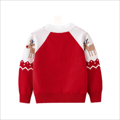 Toddler Boy Girl Ugly Christmas Sweater Kids Red Elk Sweatshirt Winter Warm Long Sleeve Pullover Sweater Shirts 3T