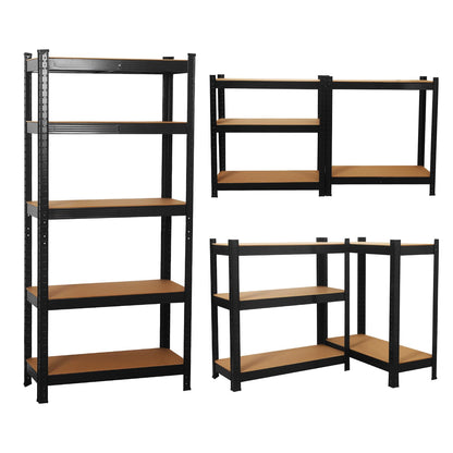 shine planet 5 Tier Garage Shelves Metal Storage Shelves, Heavy Duty Shed Storage Racking for Warehouse Workshop Office(Black,90x40x180cm)