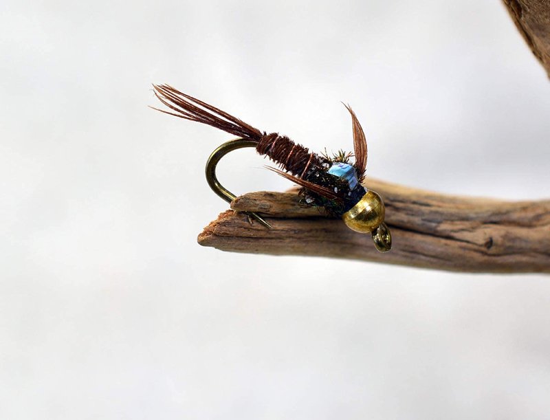Bead Head Flash Back Pheasant Tail Mayfly Nymph Flies Tied on Mustad Signature Fly Hooks - 12 Flies (Assortment)