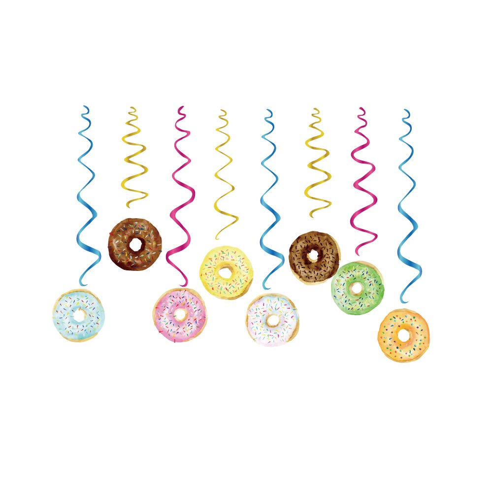 CC HOME 15Pack Donut Cake Hanging Swirls Doughnut Dessert Ceiling Streamer Birthday Party Decorations Donut Themed Party Favors for Holiday Baby Shower Home Decoration Party Supplies