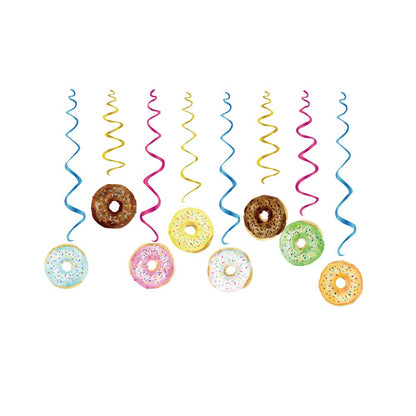 CC HOME 15Pack Donut Cake Hanging Swirls Doughnut Dessert Ceiling Streamer Birthday Party Decorations Donut Themed Party Favors for Holiday Baby Shower Home Decoration Party Supplies