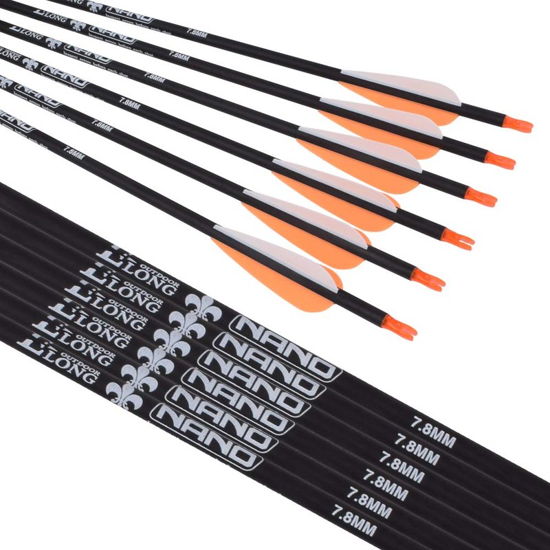 30Inch Carbon Arrow Practice Hunting Arrows Targeting with Removable Tips for Archery Compound & Recurve & Traditional Bow (Pack of 12)