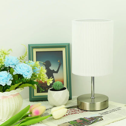 HSLighting Bedside Lamps, Touch Control Table Lamp 3-Way Brightness Dimmable Small Lamp with Metal Base LED Desk Lamp Minimalist Nightstand for Bedroom Living Room Gift Decor, Dimmable Bulb Included