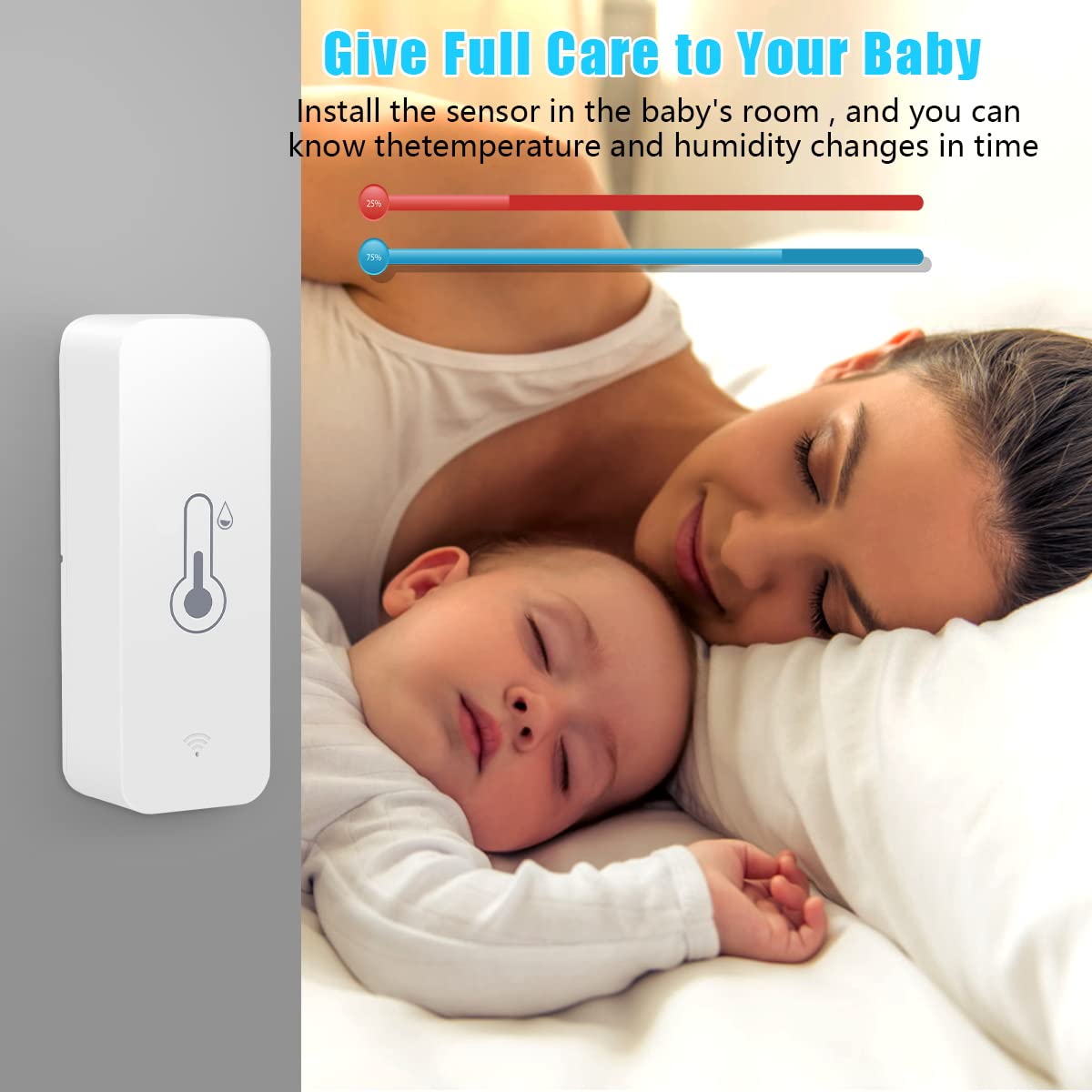 WiFi Humidity Temperature Monitor, Smart Life Thermometer Hygrometer Sensor with Remote Monitor and Notification Alert, High Precision Alexa Room Thermometer Indoor for Baby, Pet, Garden, Office