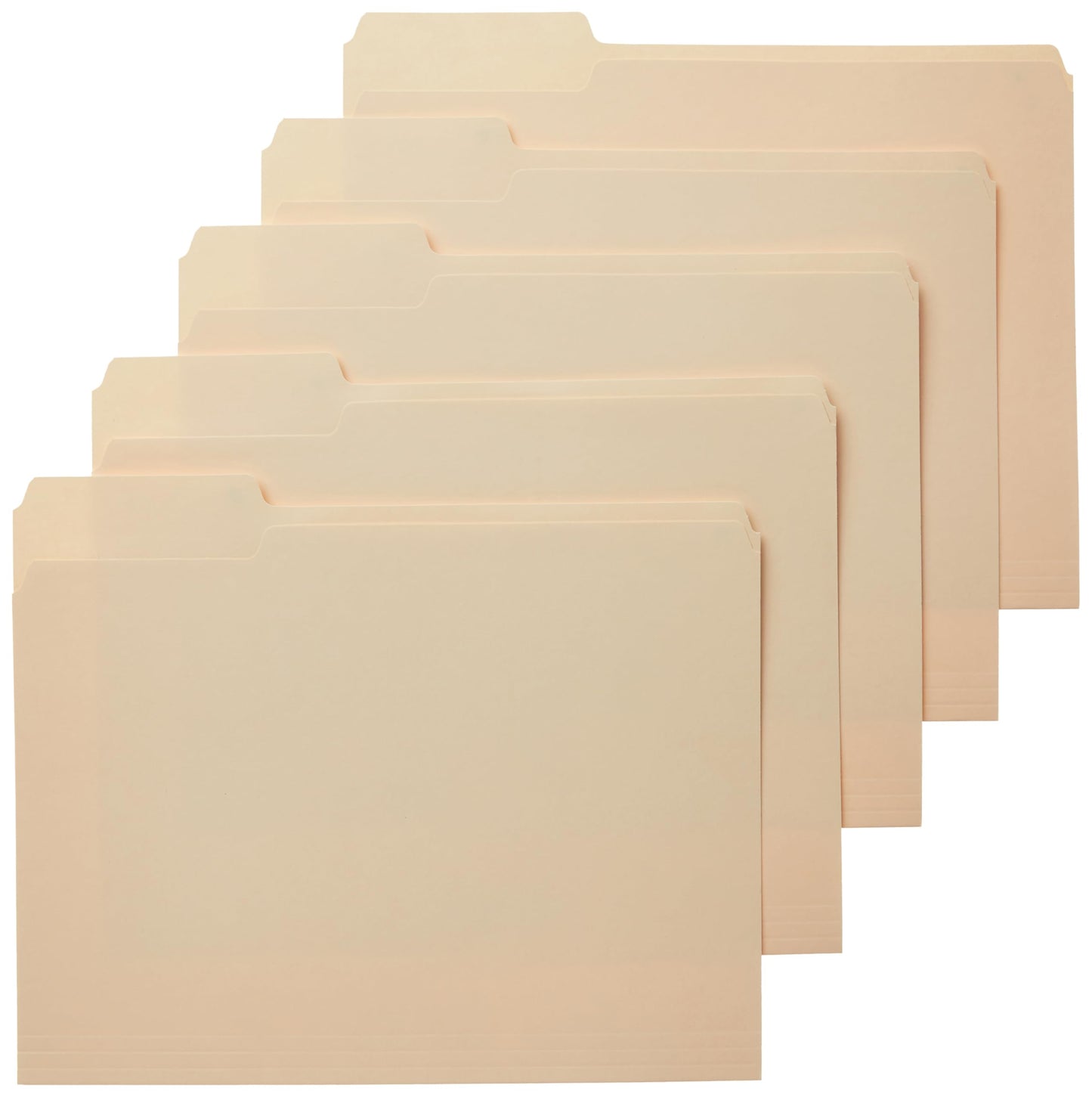 Amazon Basics File Folders with Tabs for Filing, 1/3-Cut Tab, Assorted Positions, 8.5x11 inches, Letter Size, Manila, Pack of 100