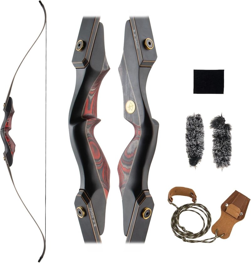 Recurve Bow and Arrow Set - 60'' Wooden Takedown Bow for Adults & Youth | Right Hand, 30/40/50lbs Options