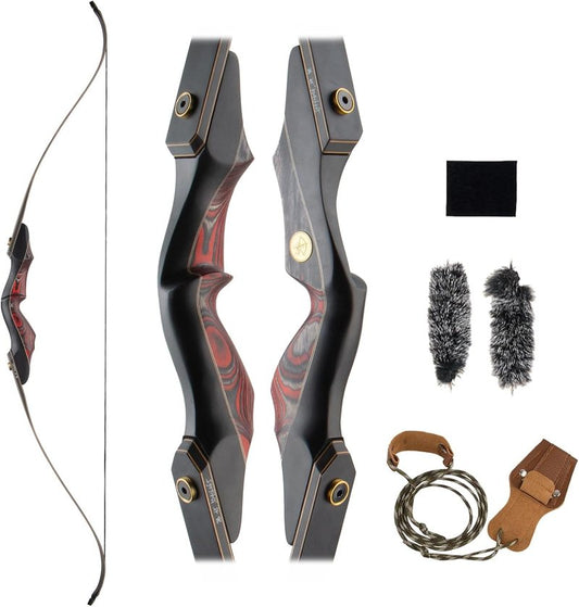Recurve Bow and Arrow Set - 60'' Wooden Takedown Bow for Adults & Youth | Right Hand, 30/40/50lbs Options