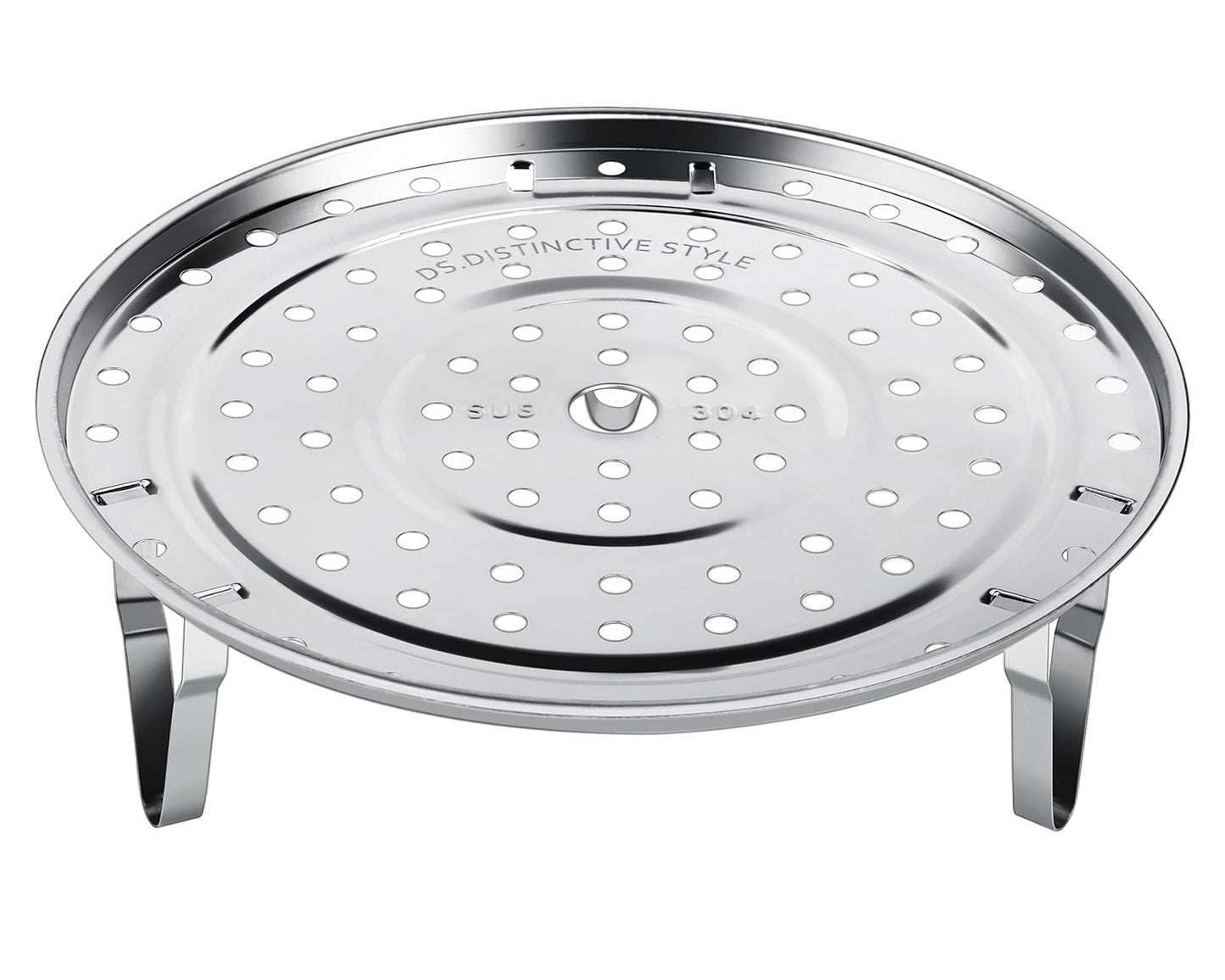 DS. DISTINCTIVE STYLE Steamer Rack 304 Stainless Steel Steaming Rack Steam Tray with Removable Legs for Instant Pressure Cooker Multi-functional Steamer Basket (Silver - 22cm)