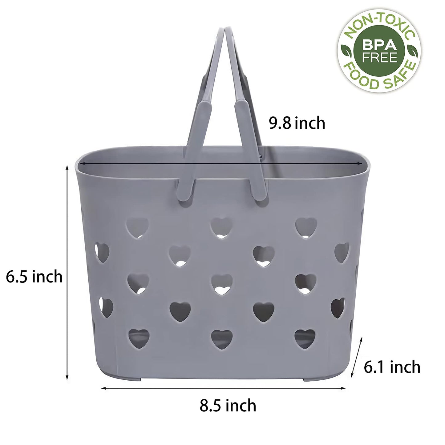 Anyoifax Portable Shower Caddy Tote Plastic Storage Basket with Handle Box Organizer Bin for Bathroom, Pantry, Kitchen, College Dorm, Garage - Grey