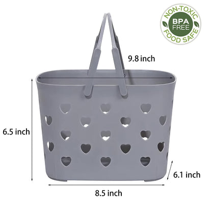 Anyoifax Portable Shower Caddy Tote Plastic Storage Basket with Handle Box Organizer Bin for Bathroom, Pantry, Kitchen, College Dorm, Garage - Grey
