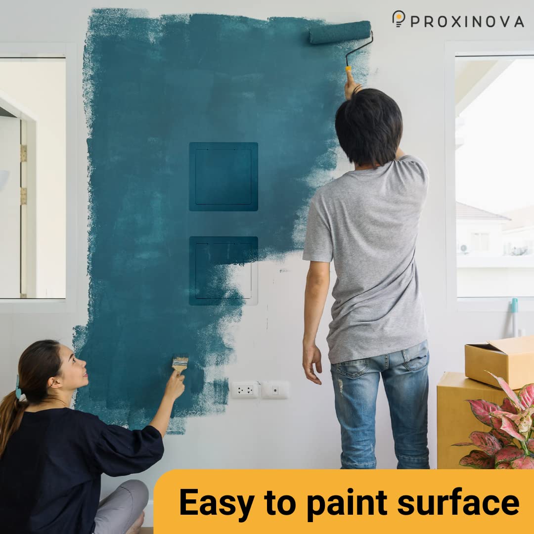 Proxinova Paintable Access Panel 200x200 mm, High-Grade ABS Plastic Panels for Inspection Hatch, Fuse Box Cover Cabinet, Wall and Ceiling, Conceals Wires, Meters, Pipes, Fits Flush to Surfaces