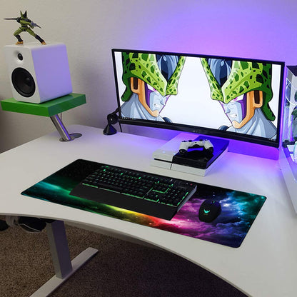 Benvo Extended Mouse Pad Large Gaming Mouse Pad- 35.4x15.7x0.12 inch Computer Keyboard Mouse Mat Non-Slip Mousepad Rubber Base and Stitched Edges for Game Players, Office, Study, Aurora Light Pattern